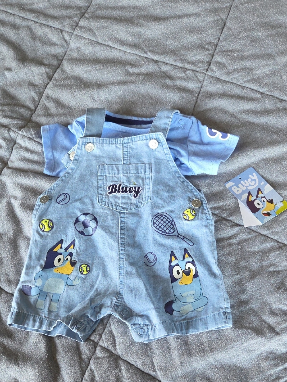 NWT! Bluey Denim Overalls With Shirt